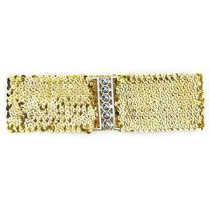 1846 Ladies Sequins Decor Metal Interlocking Buckles Elastic Waist Belt One